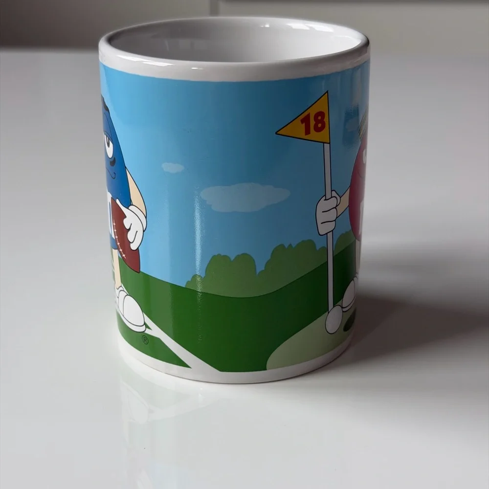 Galerie M&M's Red/Blue Golf Football Colorful Candy Collectible Coffee Mug